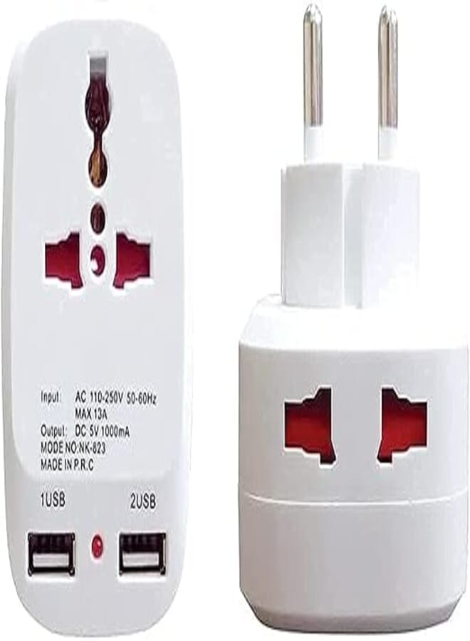 2 Port Power Socket, White + 2 USB Charging Ports